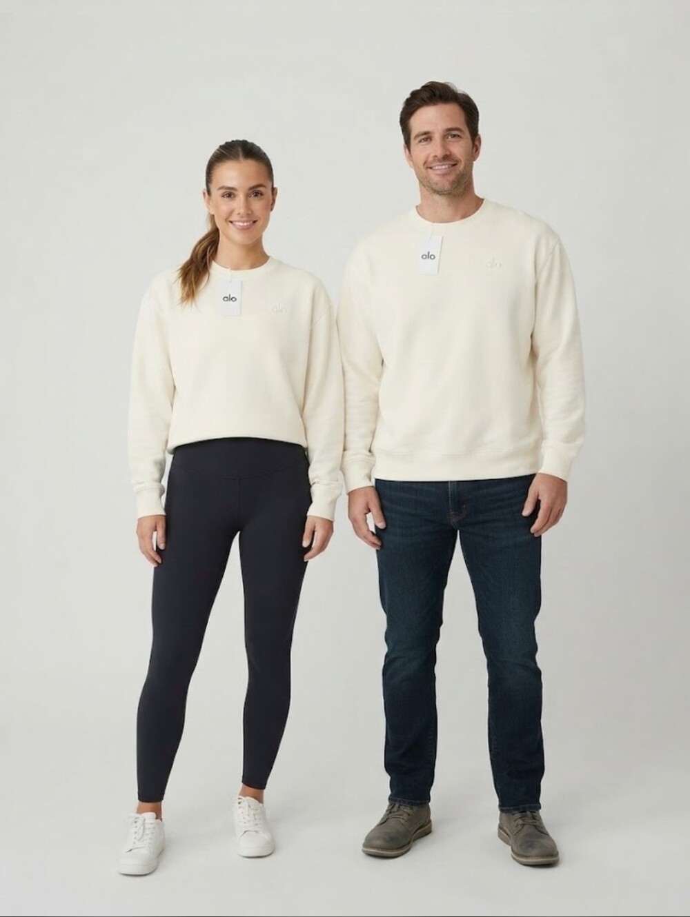 NWT Alo Inspired Crewneck Pullover Sweatshirt Ivory White Size L Unisex